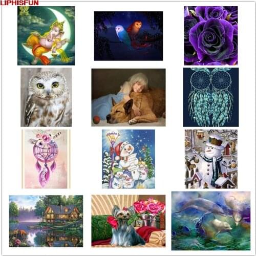 LIPHISFUN Handmade Cross Stitch Embroidery Diamond Painting Full Drill Home Decor Square/round artistic Christmas dog