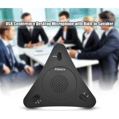 Aibecy USB Desktop Computer Conference Omnidirectional Condenser Microphone Mic Speaker Speakerphone 360D Audio Pickup office