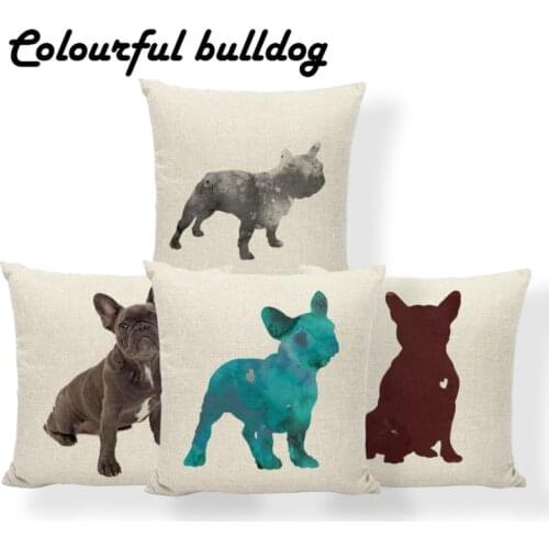 Pug Boston Terrier Cushion Covers Animal Dog Pillow Case Cover Farmhouse Style Hotel Decorativa Throw Pillow Cover 45*45 Burlap