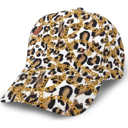 NOISYDESIGNS Trendy Snapback Hats Baseball Cap Hats Hip Hop Leopard Golden Chain Printing Hats for Men Women Cap Wholesale