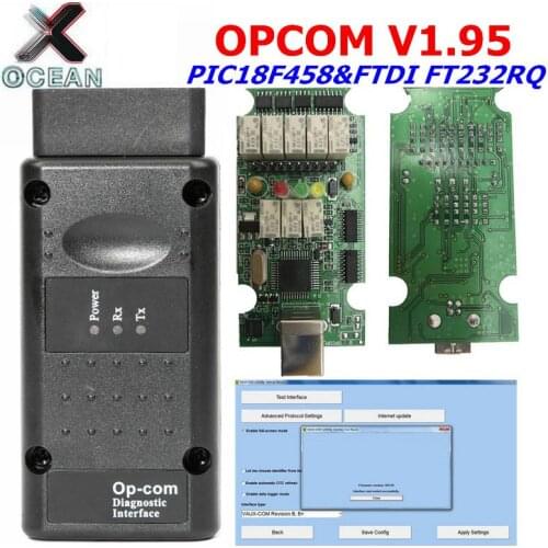 OPCOM V1.95 Professional Diagnostic Tool For Opel OP COM OP-COM With PIC18F458 FT232RQ Chip Firmware V1.95 Auto Scanner