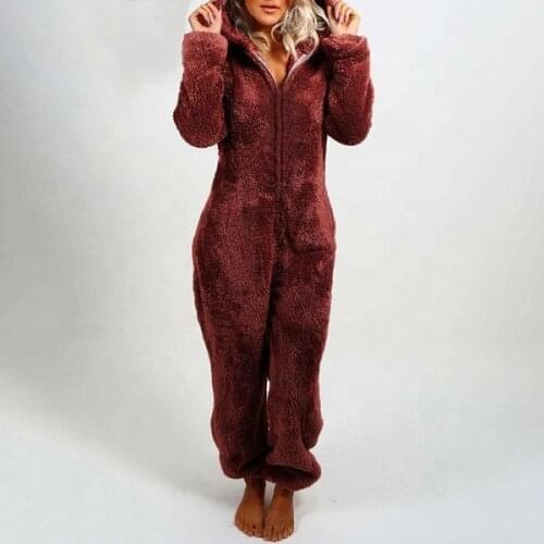 2021 women clothes winter organic cotton pajamas of thicken hooded onesie zipper front cute animal modeling womens sleepwear