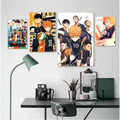 Anime Haikyuu Poster Volleyball Boy Paintings Posters Wall Art Prints White Coated Picture Modern Home Room Decoration