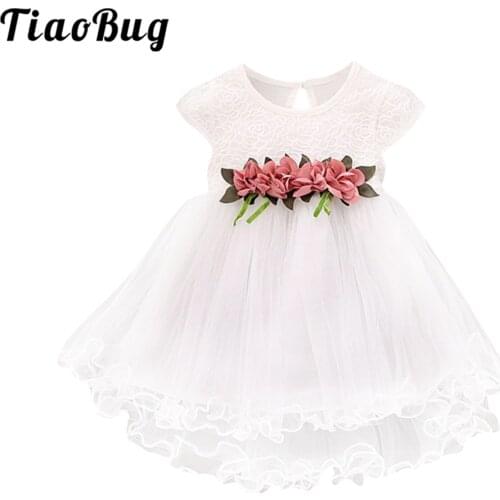 Newborn Baby Girl Flower Tutu Dress Toddler Wedding Party Dress Princess Flower Girl Dresses Babys Christening Baptism Dress