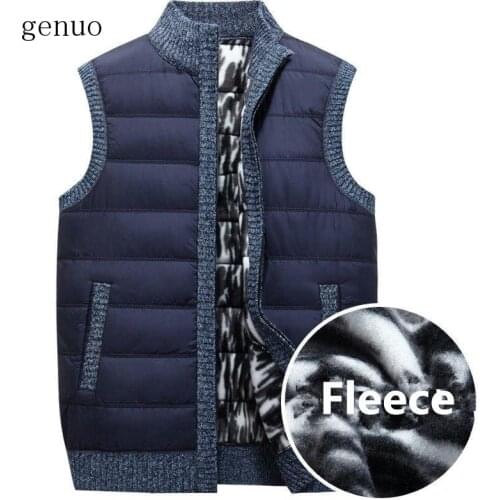 Casual Sweater Vest Men Thick Warm Cashmere Coat Autumn Winter Waistcoat Sleeveless Fleece Zipper Jacket Men Knitted Sweatercoat