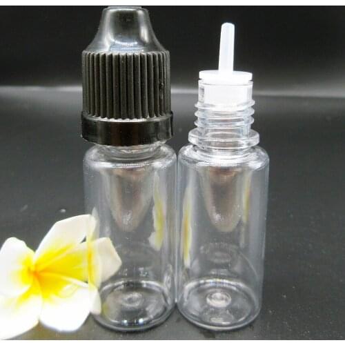 2500pcs mix color empty clear PET10ml Liquid Refillable Dropper bottles with childproof cap,long thin tips free shipping