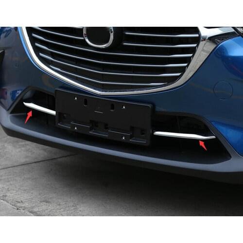 Car Front Bumper Grille Grill Down Bottom Strips Cover Trim Styling For Mazda CX-3 CX3 2016 2017 2018 ABS Chrome