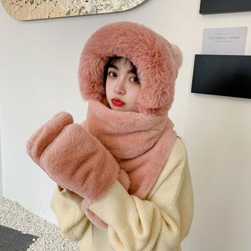 High quality 2021 New Women Winter Hat Scarf /gloves Sets Female Three - Piece Knitted Hats Scarf Set Caps for Girl Warm Skullie