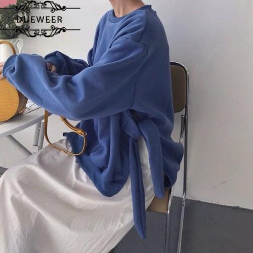 Hoodies Women Pullover Clothes O-Neck Solid Loose Thicker Warm Drawstring Korean Harajuku Style High Quality Students Leisure