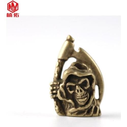 Outdoor Backpack Flashlight Accessories Brass Skull Death Sickle Cloak Paracord Knife Beads 1PC