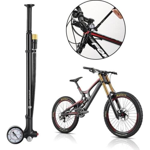 Bicycle Pump Aluminum Alloy Mini With Handle Portable Fork Pump Tire Shock Inflator Front L6V2