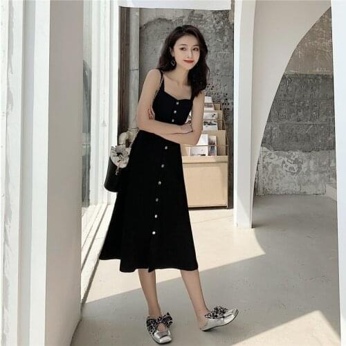 Spring Summer Camisole Black Dress Women Fashion Design Sleeveless Sexy Party Dress Women