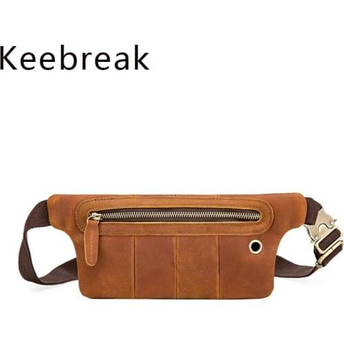 Genuine Leather Fanny Pack Waterproof Money Belt Bag Men Purse Teenager Travel Wallet Belt Male Waist Bags Cigarette Case Phone