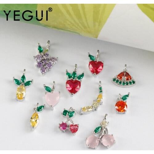 YEGUI M1027,jewelry accessories,rhodium plated,copper metal,zircons,diy pendants,charms,jewelry making,diy earrings,6pcs/lot