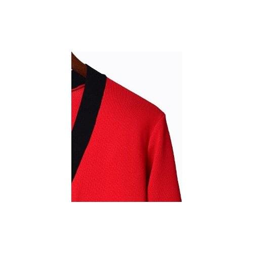 2020 Spring and Summer New Temperament Contrast Color V-neck Wild Knitted Cardigan Jacket Women