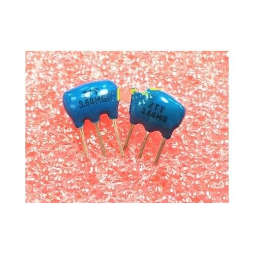 10pcs Ceramic crystal oscillator ZTT3.64M Ceramic oscillator Crystal resonator Straight three feet 3.64MHZ