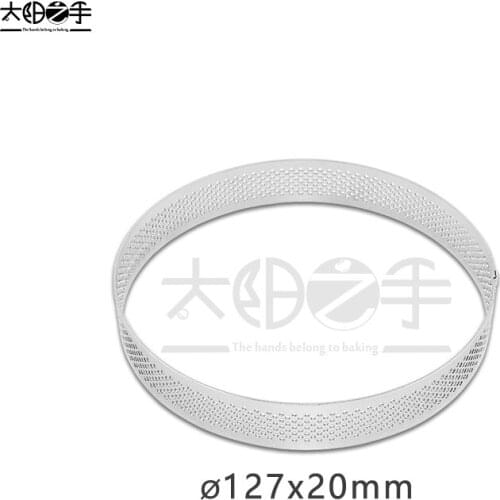 127x20mm Round Perforated Tart Ring 304 Stainless Steel Tart Ring Tartlet Mold Make Round Fruit Pie Egg Tart
