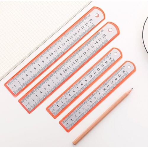 30pcs stainless steel ruler 15cm 20cm metal ruler for office supplies scale kids stationery planner ruler inches study supplies