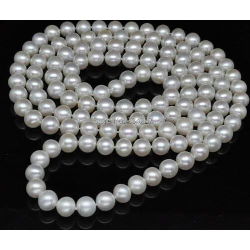 55" Natural Huge 11-12mm AA+ level white pearl necklace