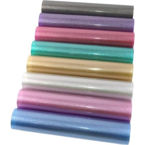 David accessories 20*33cm Transparent Fine Glitter Synthetic Leather DIY Bow Bag Shoes Material Faux Leather Fabric,1Yc8334