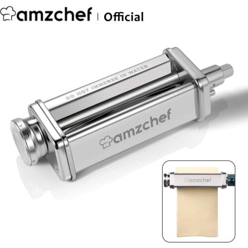AMZCHEF Pasta Sheet Roller Attachment for Pasta Maker for Kitchenaid Accessories DT-A-0, 8 Thickness Settings, Stainless Steel