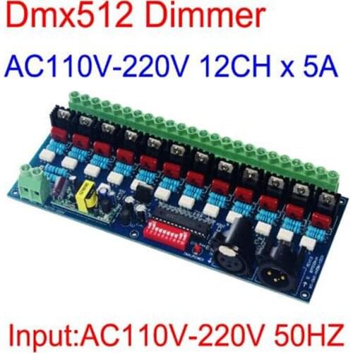 12 channels WS-DMX-HVDIM-12CH DMX512 Silicon controlled dimming switch Digital board for Incandescent light bulbs Stage lights