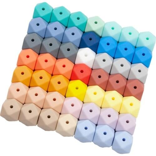 Cute-idea 20Pcs 14mm Silicone Hexagon Beads Teether Jewelry Necklace Bracelet toddle Safe Pacifier Teething Chain baby Product
