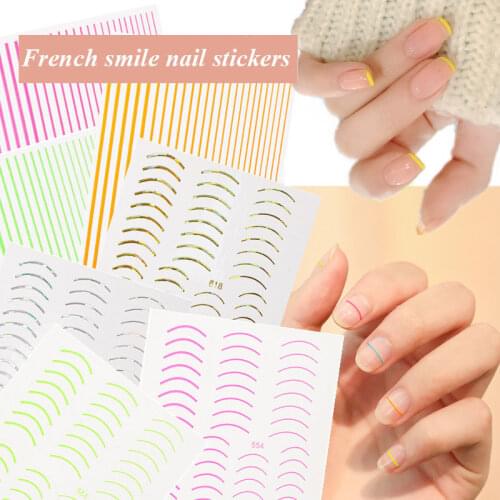 Manicure Slider Decoration Nail Curve Stripe 3D Smile Line Gold Nail Sticker Self Adhesive French Style