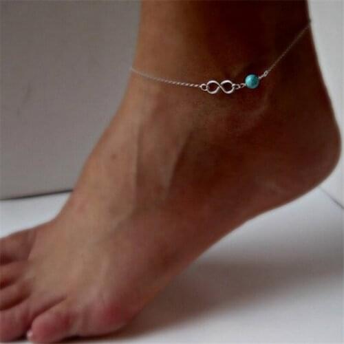WWLB Brand Silver Color Infinity Lucky 8 Anklet Bracelet on The Leg 2018 Fashion enkelbandje Summer Beach Foot Chain Jewelry