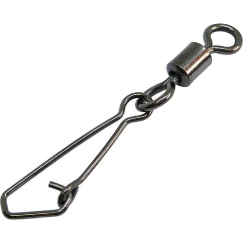 F2021 100pcs Fishing Swivels Stainless Steel Rolling Swivel With Hooked Snap Fishing Hook Connector Fishhooks fishing swivels