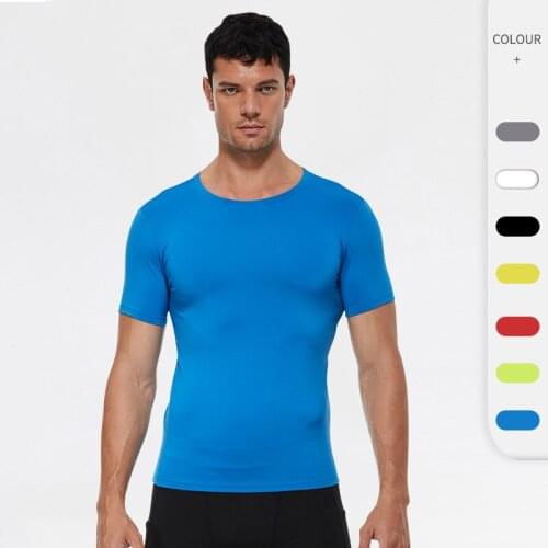 Summer Men T-Shirt Running Fitness Bodybuilding Sport Shirts Solid Color Short Sleeve Casual Gym Clothing Quick Dry Tops Tee