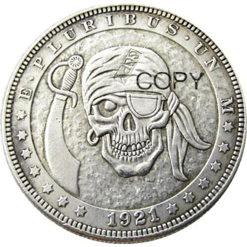 HB(77)US Hobo 1921 Morgan Dollar Skull Zombie Skeleton Silver Plated Copy Coins