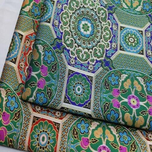 Chinese vintage embroidery Silk fabric green brocade Satin fabric for DIY bag COSPLAY/Kimono/Stage suit 1order=1meter