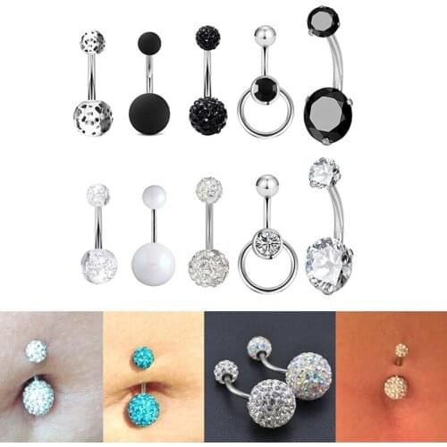 5Pcs/6pcs/7pcs Stainless Steel Navel Belly Button Rings Women Fashion Belly Button Ring Piercing Body Piercings Jewelry