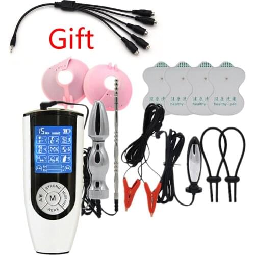 USB Charging High-performance host Electro Shock Gay Penis Rings Sex Anal Plug Catheter Electric Stimulation Sex Toys For Couple