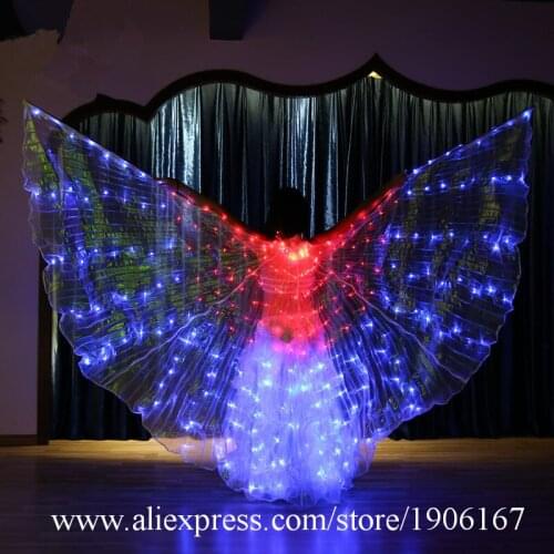 Colorful Led Luminous Wings Adult Belly Dance Stage Performance Props Dancing Wings Led Light Up Cloak Led Glowing Party Wings