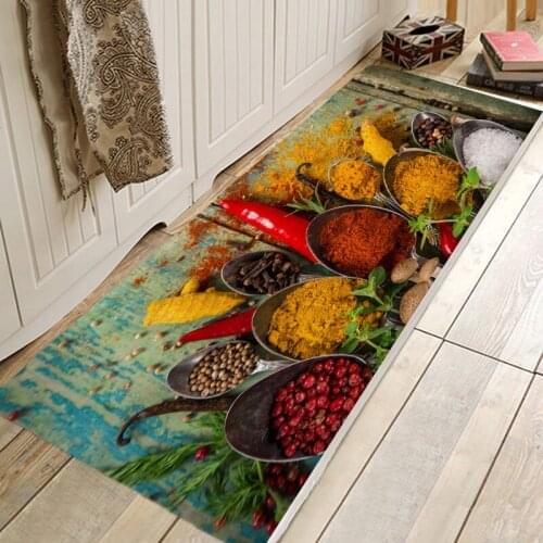 Colorful Seasoning Pattern Kitchen Entrance Door Mat Anti-Slip Floor Rug Bathroom Area Hallway Free Shipping