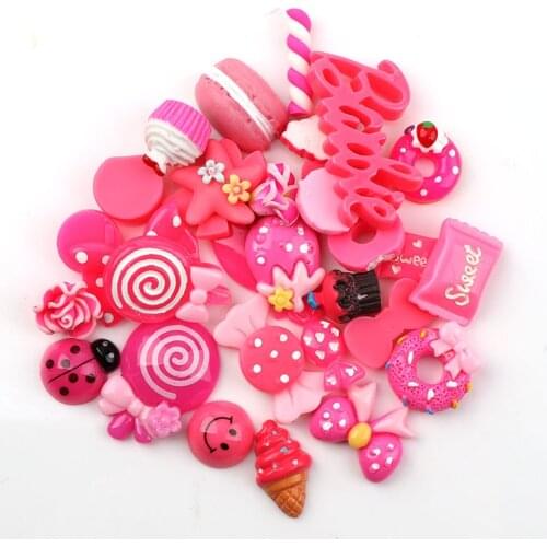 Mix Rose Color 30pcs Resin Miniature Kawaii Hot Selling Candy Bow Resin Flat back Cabochons For Phone Decoration ScrapbookingDIY