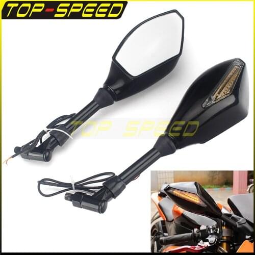 Motorcycle Rear Side Mirror With Led Turn Signal Universal For Honda Kawasaki Suzuki Cruiser Chopper Street Dirt Bikes
