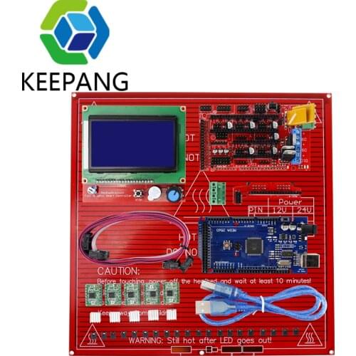 3D Printer DIY Kit Mega2560 R3 USB Board +MK2B Heated bed + 12864 LCD Controller + 5Pcs A4988 +Mechanical Switch +Cables