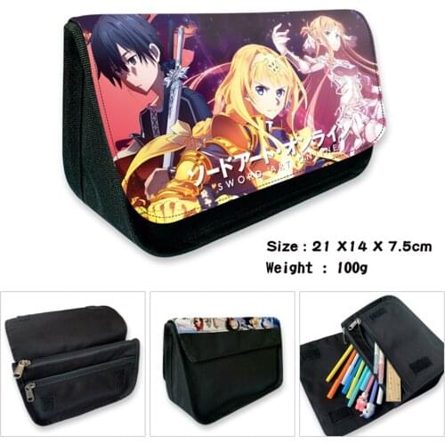 Anime Sword Art Online Nylon Pencil Bags SAO Student Penbag Girl MakeUp Bag Cosmetic Bags Stationery
