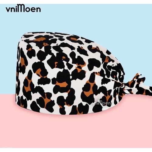 Cartoon print Clinic Dentist work cap scrub hat nurse medical work hat medical uniform veterinary cap adjustable Elastic cap