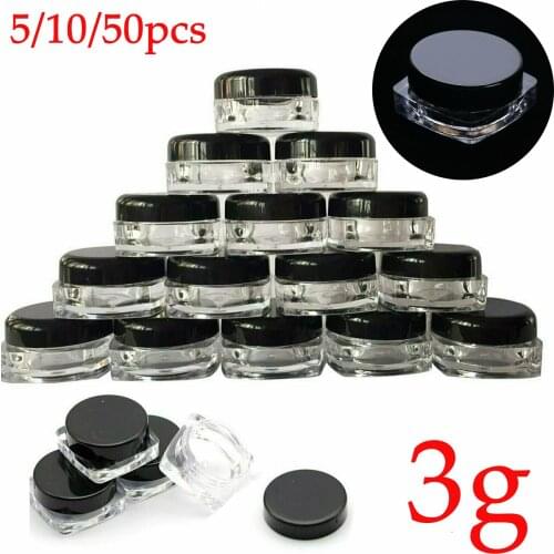 10-100pcs 3g Empty Plastic Cosmetic Makeup Jar Pots Transparent Sample Bottles Eyeshadow Face Cream Lip Balm Container