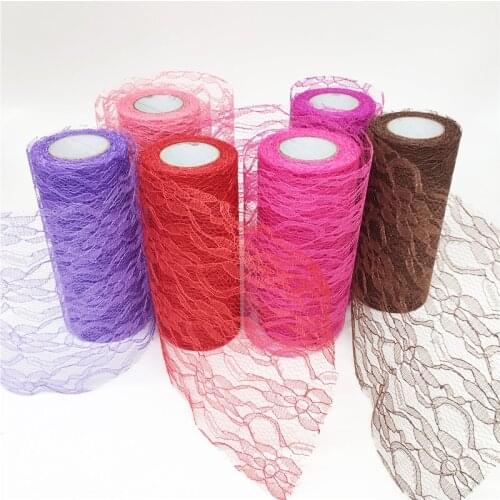 Lace Roll Spool Fabric Ribbon 15cmx9.2m Netting Fabric for DIY Wedding Event Party Chair Sash Bow Table Runner Decoration Favors