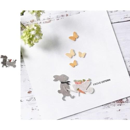 Cute Stroller Rabbit Greeting Card Metal Cutting Dies New DIY Emboss Stencil Scrapbooking Dies For Card Make Photo Albums