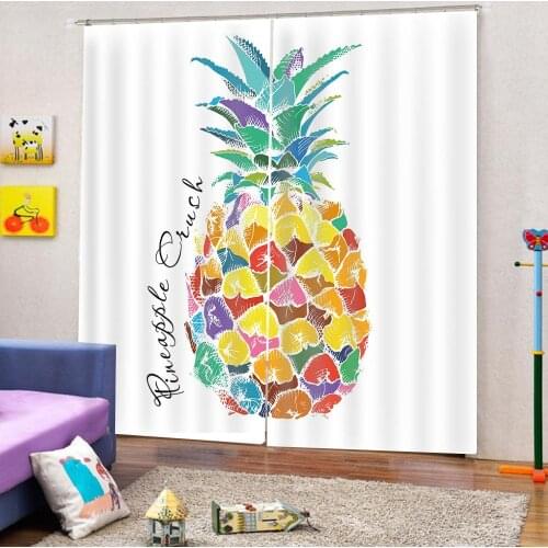Modern Photo Art Painting Colored pineapple Curtain Large Window For Childrens room Bedroom Blackout Drapes Indoor Decor Sets