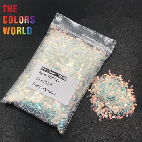 TCR721 Thick White Iridescent Rainbow Hexagon Nails Glitter Nail Art Decoration Body Glitter Eye Shadow Makeup Face Painting DIY