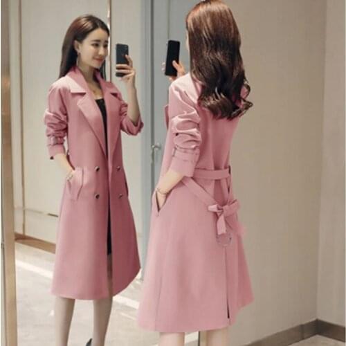 2020 Spring Autumn Trench Coat Woman Slim Double Breasted High Quality Long Windbreakers Female Plus Size 4XL Overcoat Femmino