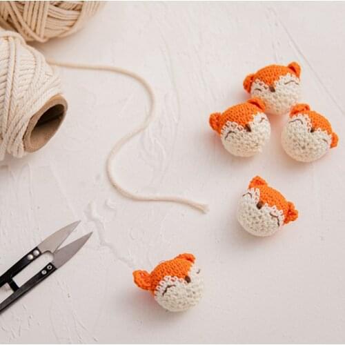 Crochet Beads Cute Animal Lion Fox DIY Molar Knitting Jewelry Crib Baby Sensory Baby Toys Childrens Products