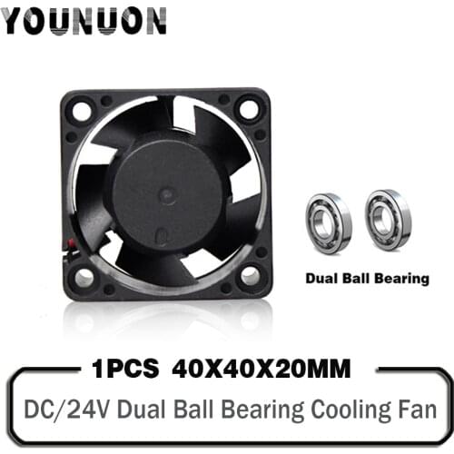 YOUNUON 4020 DC Cooling Fan 24V Ball Bearing 2 Pin 40x40x20mm 4cm Mini Cooler 40mm